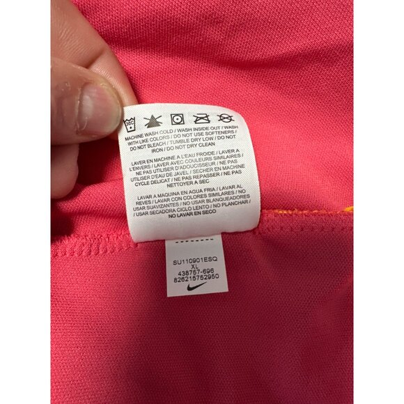 Nike Golf Dri-Fit Womens Pink & Yellow Short Sleeve 1/4 Zip Pullover XL - Picture 8 of 10